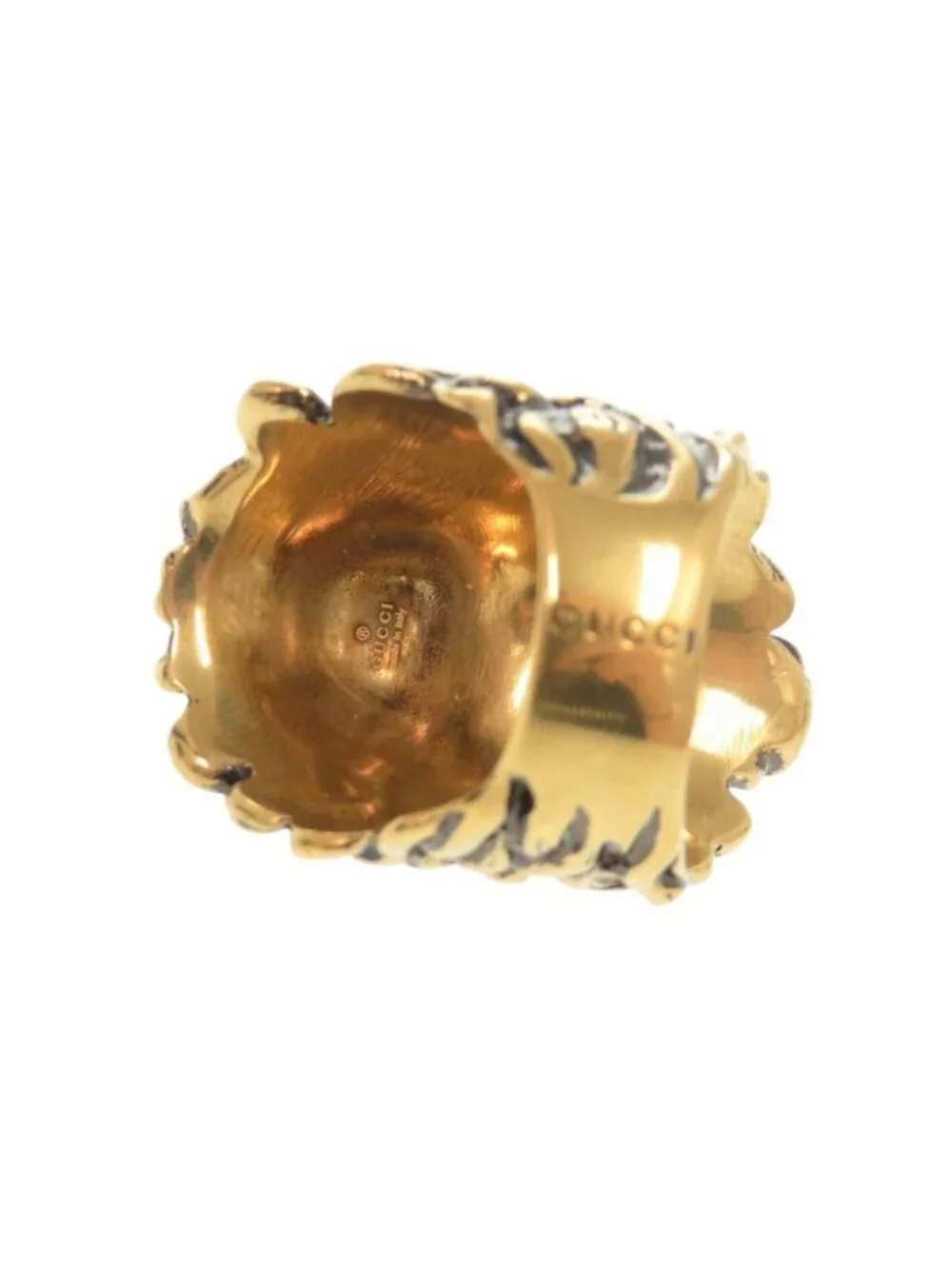 Gucci Lion Head Metal Stone Gold Ring